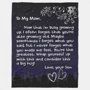 Cobertor De Velo Personalizada Para Minha Mãe Carta De Amor Do Fil