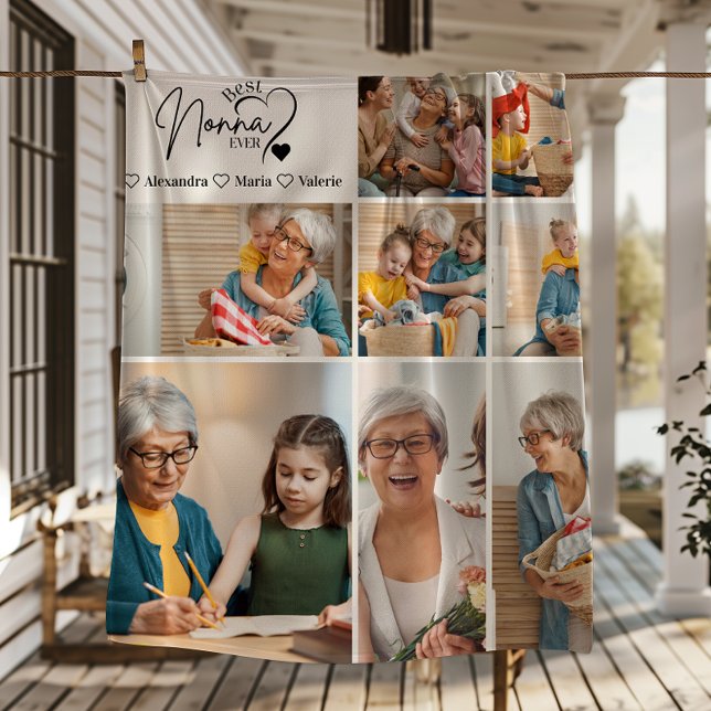 Cobertor De Velo Personalizado 8 Fotos Melhor Nonna Já Minimalista (Criador carregado)