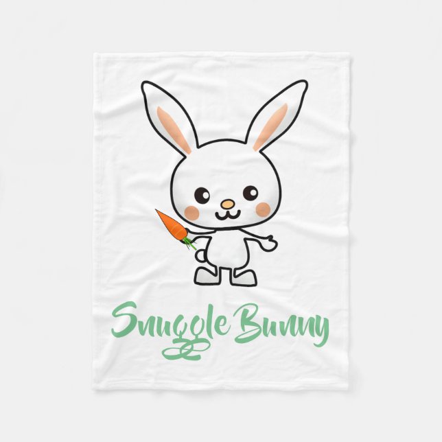 Cobertor De Velo Personalizado do Snuggle Bunny Kawaii (Frente)