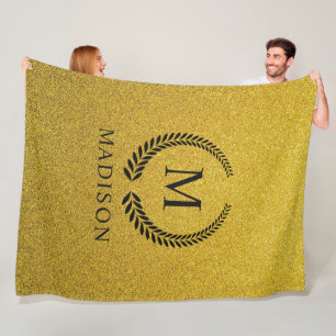 Cobertor De Velo Personalizado Dourado Preto e Dourado Brilho Monog