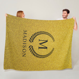 Cobertor De Velo Personalizado Dourado Preto e Dourado Brilho Monog