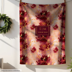 Cobertor De Velo Personalizado para Boho de Aquarela Dourada com Bl