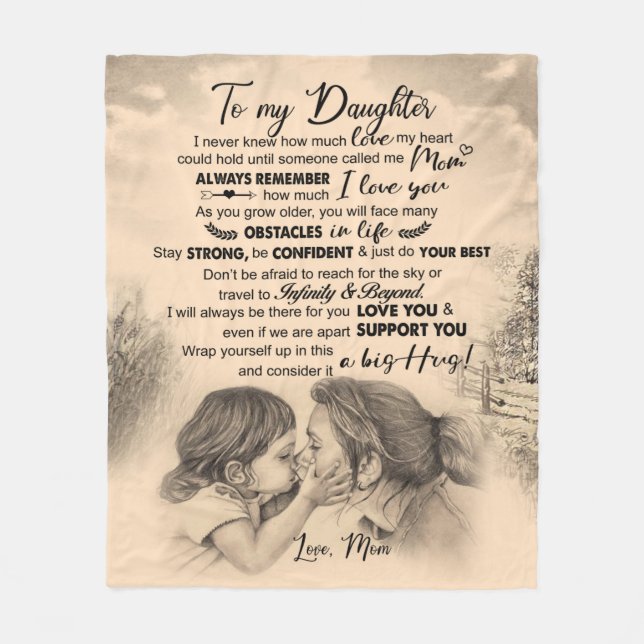 Cobertor De Velo Personalizado Para Minha Filha, Amor Da Mãe Blanke (Frente)