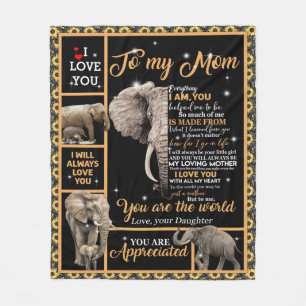 Cobertor De Velo Personalizado Para Minha Mãe Amor De Elefante Fil