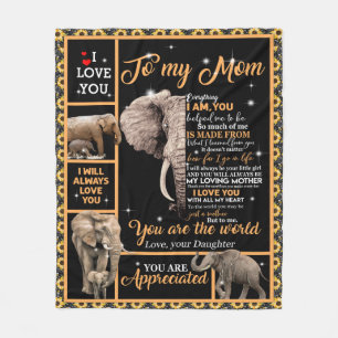 Cobertor De Velo Personalizado Para Minha Mãe Amor De Elefante Fil