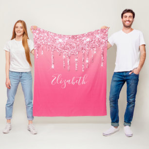 Cobertor De Velo Personalizado Rosa Brilhante Glitter Feminino Mode