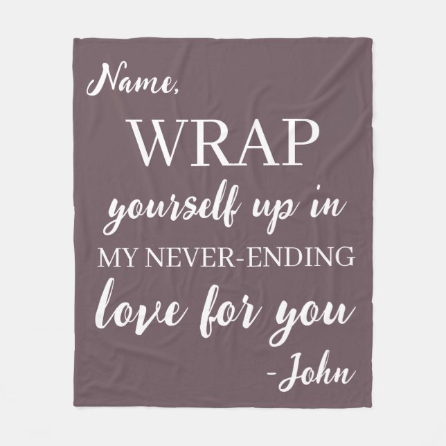Cobertor De Velo Personalizado se enrola no meu amor interminável (Frente)