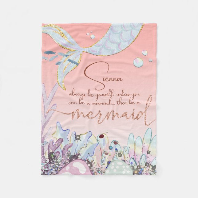 Cobertor De Velo Personalizado "Seja uma Sereia" (Frente)