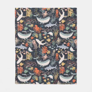 Cobertor De Velo Personalizado   Vida marinha