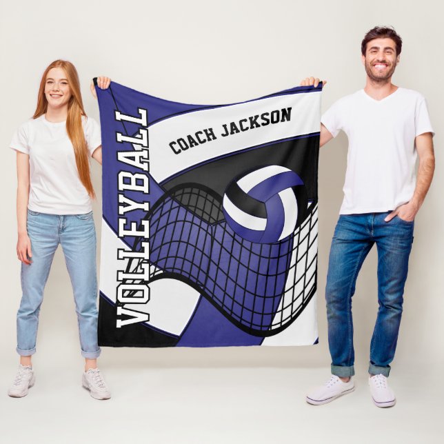 Cobertor De Velo Personalizar - Design de Voleibol 🏐 - Azul Escuro (In Situ)