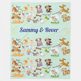 Cobertor De Velo Personalizar Doggie Love Green Fleece Blanket