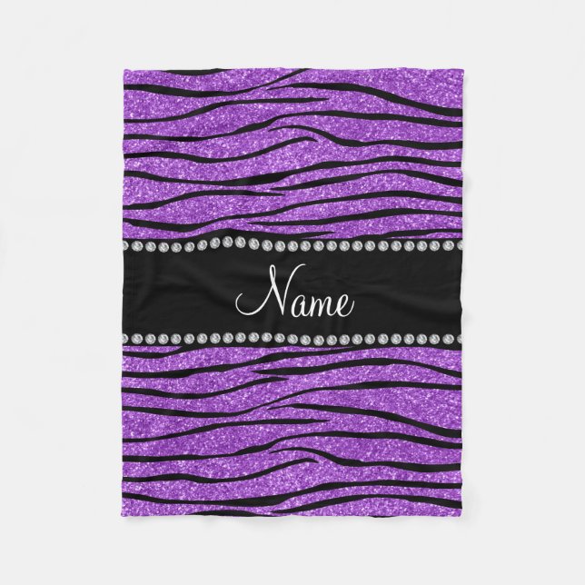Cobertor De Velo Personalizar o nome pastel roxo zebra (Frente)