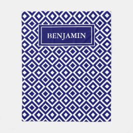 Cobertor De Velo Personalizar Padrão Geométrico Branco Azul