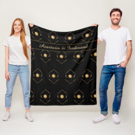 Cobertor De Velo Personalizar Padrão Preto Dourado Elegante