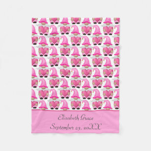 Cobertor De Velo Personalize Gnome Rosa Floresta Escandinava Fofo