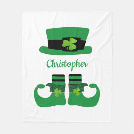 Cobertor De Velo Personalize o Leprechaun Verde Preto do Dia de São