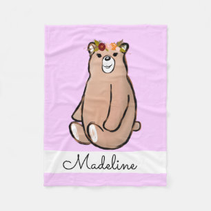 Cobertor De Velo Personalize Seu Próprio Urso Floral De Madeira