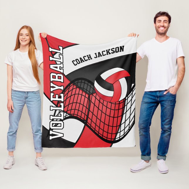 Cobertor De Velo Personalize - Volleyball 🏐 Design - Red and Black (In Situ)