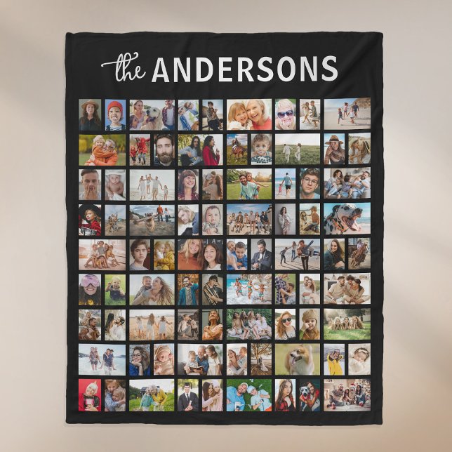 Cobertor De Velo Personalized 81 Photo Collage Black (Criador carregado)