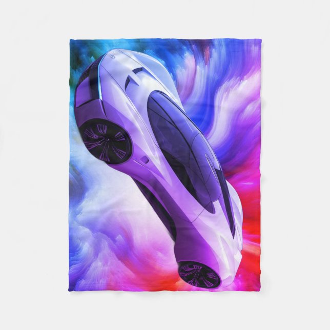 Cobertor De Velo Personalized Baby Blanket With a Fancy Car on It (Frente)