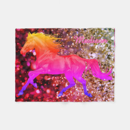 Cobertor De Velo Personalized Baby Blanket With a Rainbow Horse