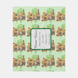 Cobertor De Velo Personalized Baby Leopard Jungle Fleece Blanket