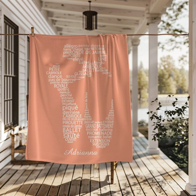 Cobertor De Velo Personalized Ballet Shoe Typography  (Criador carregado)