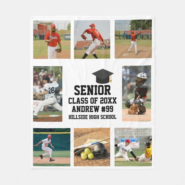 Cobertor De Velo Personalized Baseball Senior Class Of Graduation (Frente)