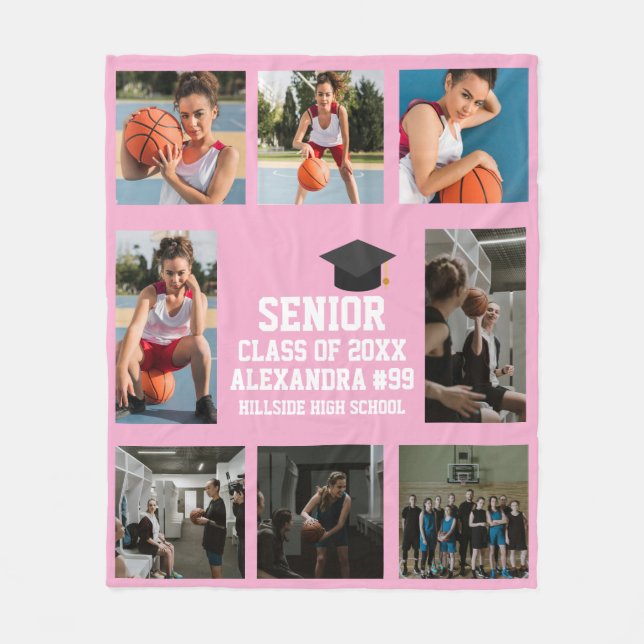 Cobertor De Velo Personalized Basketball Girls Senior Graduation (Frente)