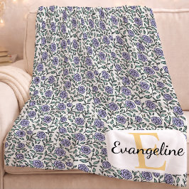 Cobertor De Velo Personalized Beauty Beast Garden Rose Purple