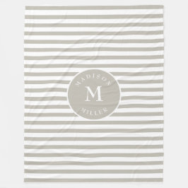 Cobertor De Velo Personalized Beige Striped Baby Blanket – Neutral