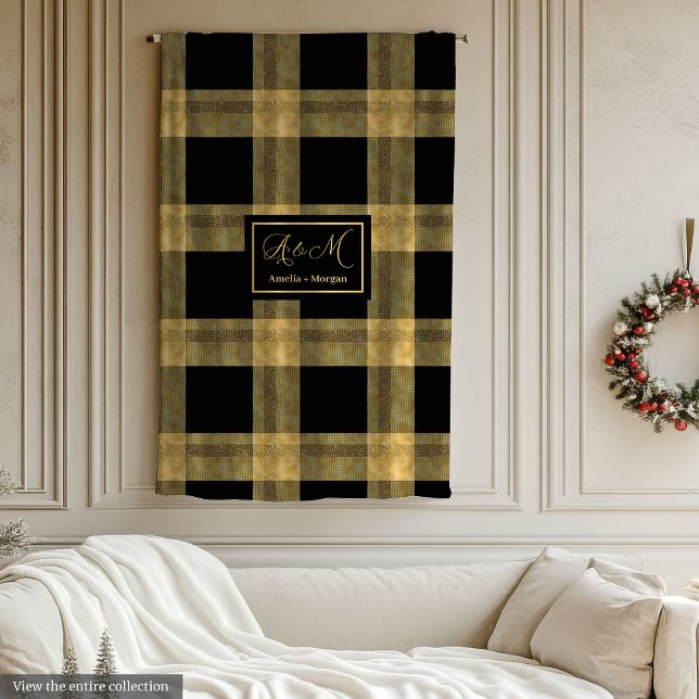 Cobertor De Velo Personalized Black and Gold Winter Throw Blanket (Personalized Black and Gold Winter Throw Blanket)