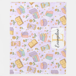 Cobertor De Velo Personalized Bookish Magic Purple Pastel Girly