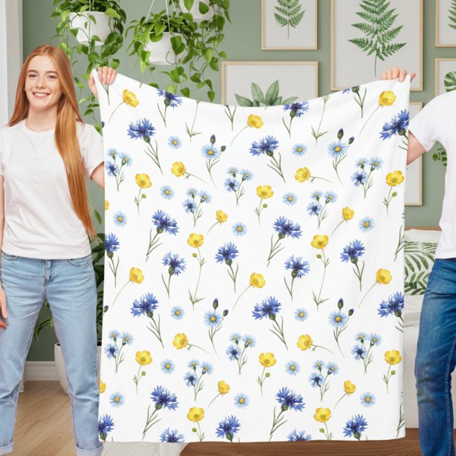 Cobertor De Velo Personalized Bright Wildflower Poppy Cornflower (Criador carregado)