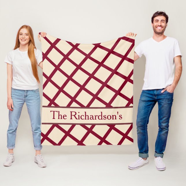 Cobertor De Velo Personalized Burgundy Cream Lattice Elegant Chic (In Situ)