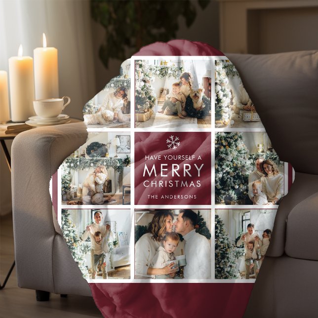 Cobertor De Velo Personalized Christmas Photo Collage  (Criador carregado)