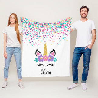 Cobertor De Velo Personalized Confetti Unicorn Blanket – Polka Dot