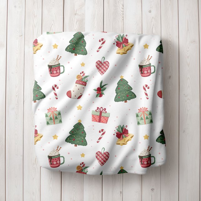 Cobertor De Velo Personalized Cozy Christmas Tree Fleece Blanket (Criador carregado)