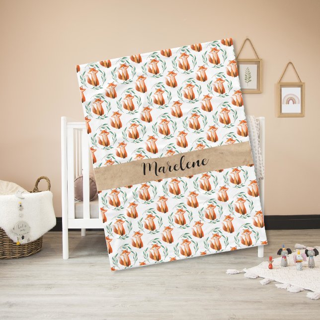 Cobertor De Velo Personalized Cute Fox baby blanket keepsake (Criador carregado)
