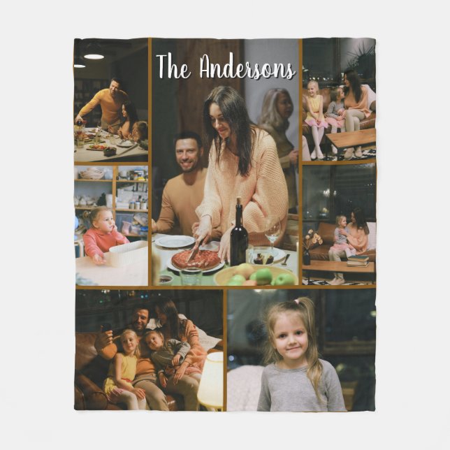 Cobertor De Velo Personalized Family Photo Collage Fleece Blanket (Frente)