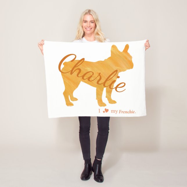 Cobertor De Velo Personalized French Bulldog Pastel Orange  Frenchi (In Situ)