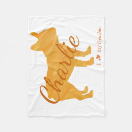 Cobertor De Velo Personalized French Bulldog Pastel Orange Frenchi