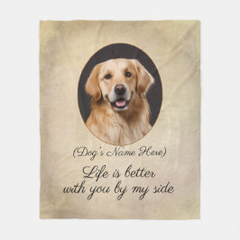 Cobertor De Velo Personalized Golden Retriever by My Side Fleece Bl