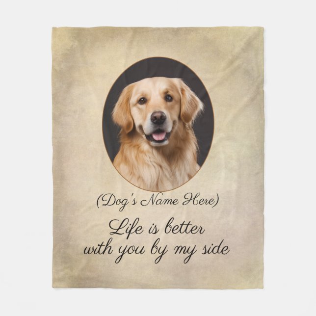 Cobertor De Velo Personalized Golden Retriever by My Side Fleece Bl (Frente)