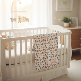 Cobertor De Velo Personalized Hand-Drawn Folk Art Floral Kids Blank