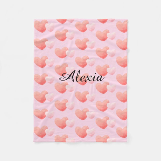 Cobertor De Velo Personalized Heart Blanket Custom Name (Frente)
