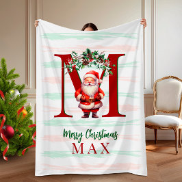Cobertor De Velo Personalized Kids Christmas Blanket with Santa