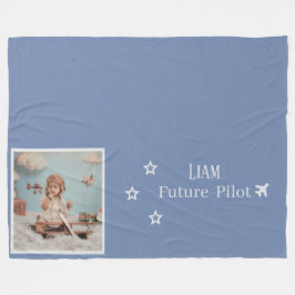 Cobertor De Velo Personalized Kids Future Pilot with Photo & Name