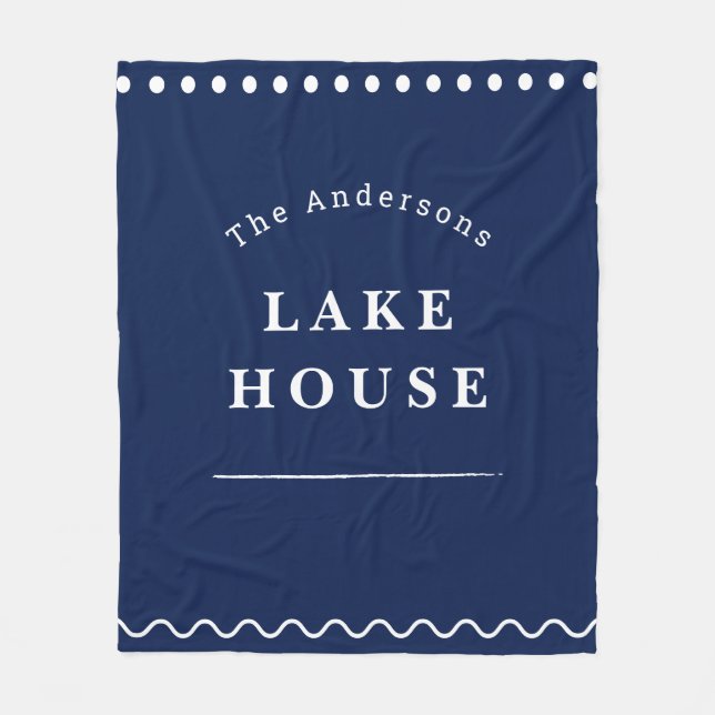 Cobertor De Velo Personalized Lake House Navy Blue (Frente)