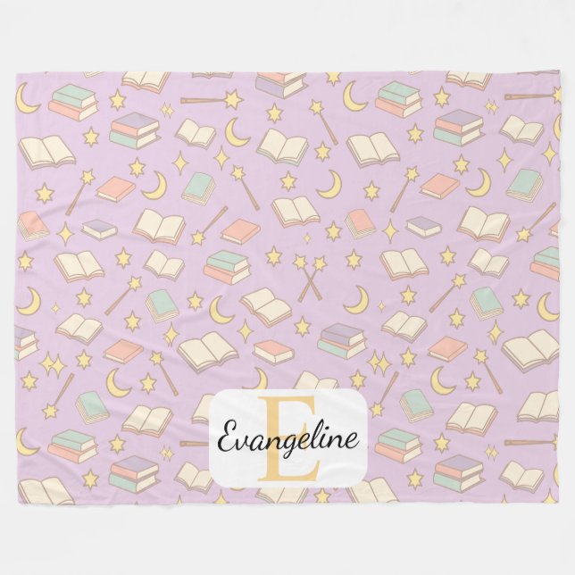 Cobertor De Velo Personalized Magical Book Aesthetic Pattern Purple (Frente (Horizontal))